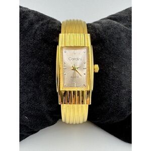 Cardini Ladies Gold Tone Clamper Bangle Wrist Watch Works New Battery
